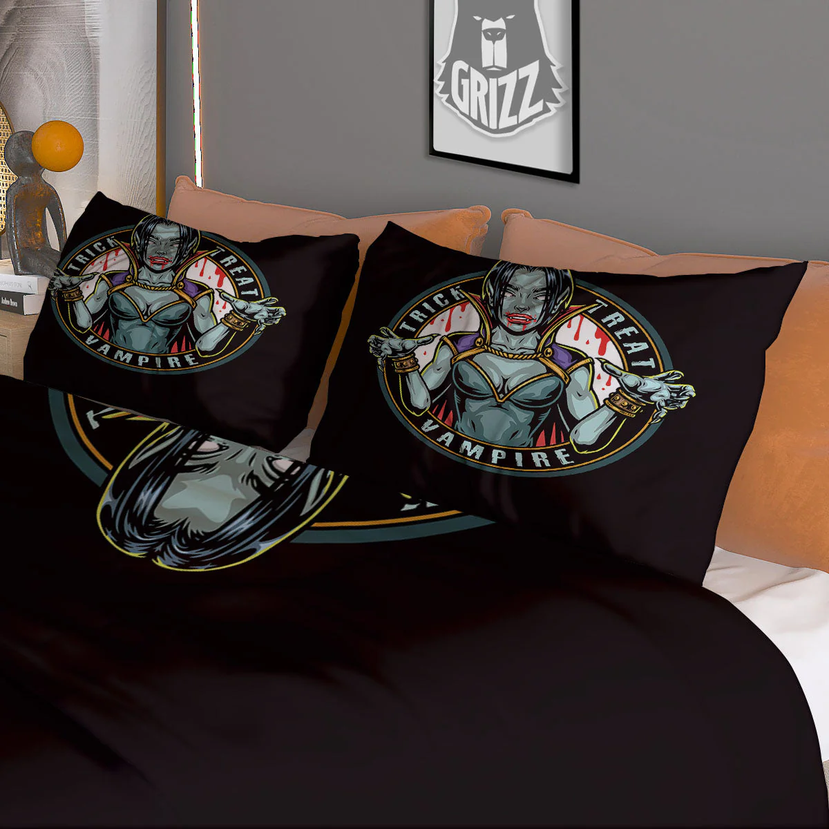 Evil Vampire Halloween Print Duvet Cover Bedding Set - Image 3