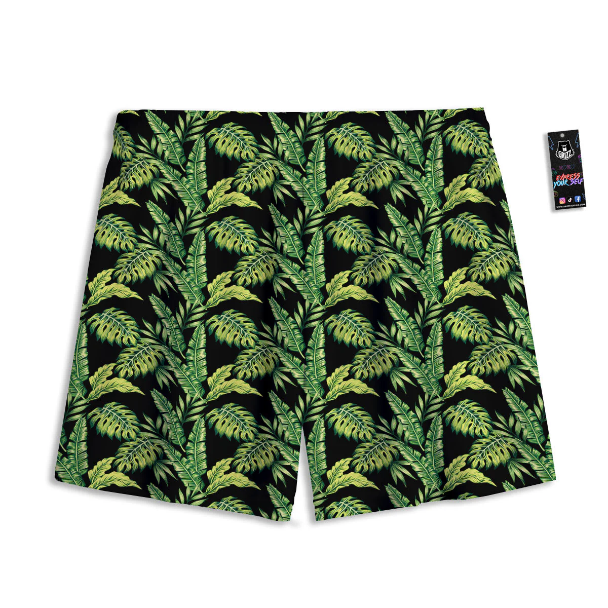 Exotic Leaves Tropical Print Pattern Mesh Shorts - Image 2