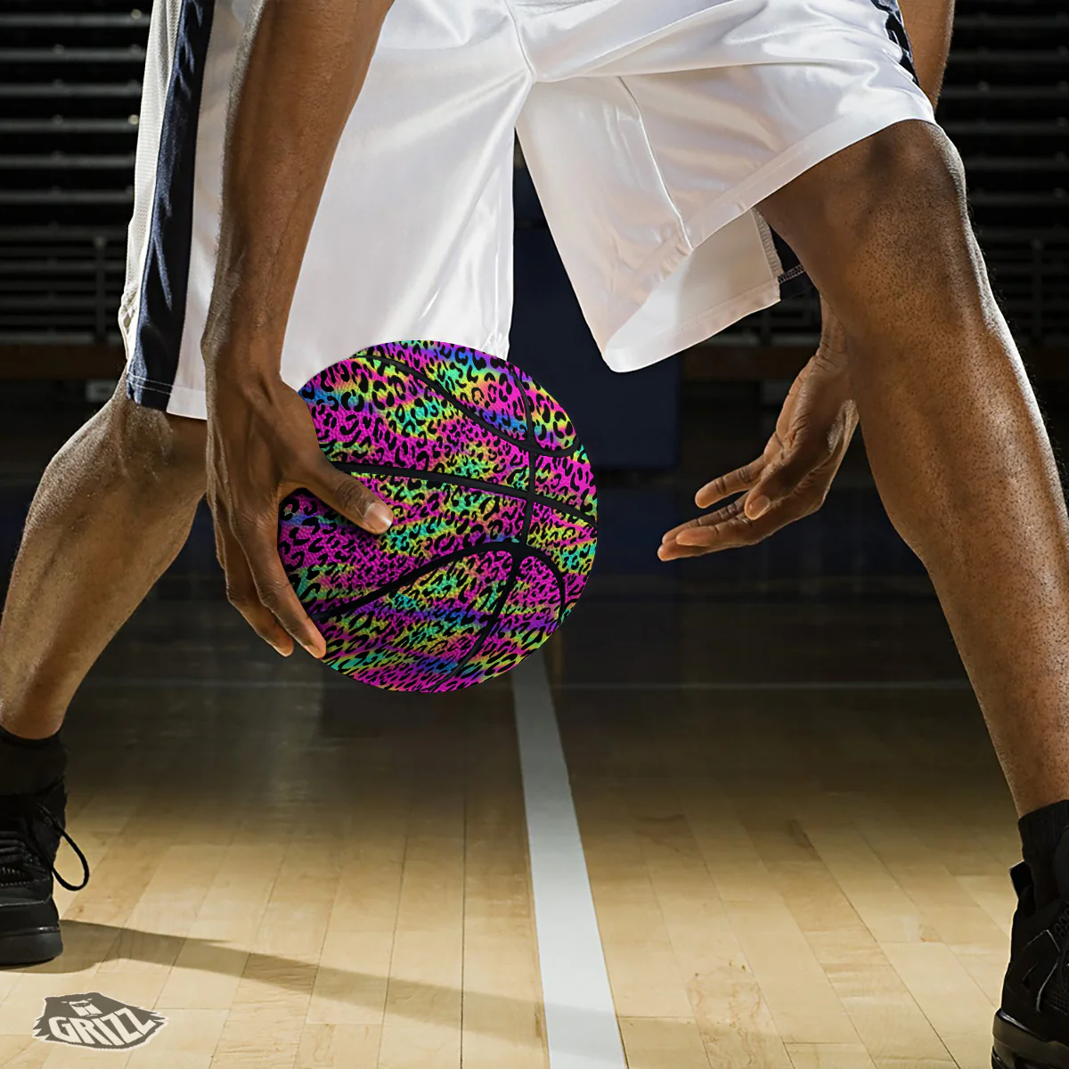 Exotic Neon Leopard Print Pattern Basketball - Image 3