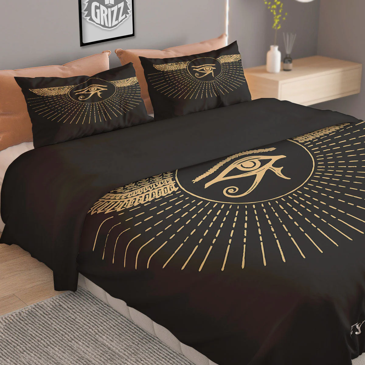 Eye Of Horus Egyptian Print Duvet Cover Bedding Set - Image 2