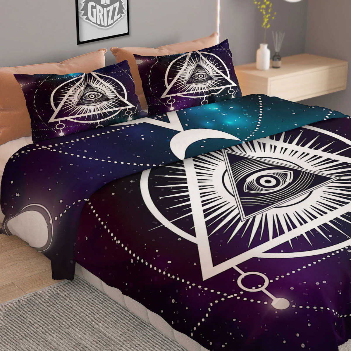 Eye Of Providence Galaxy Print Duvet Cover Bedding Set - Image 2