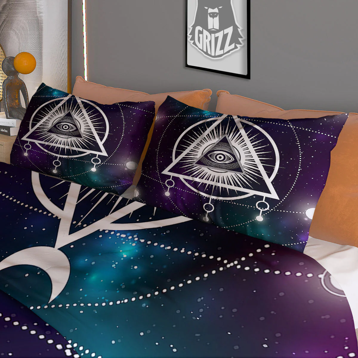 Eye Of Providence Galaxy Print Duvet Cover Bedding Set - Image 3