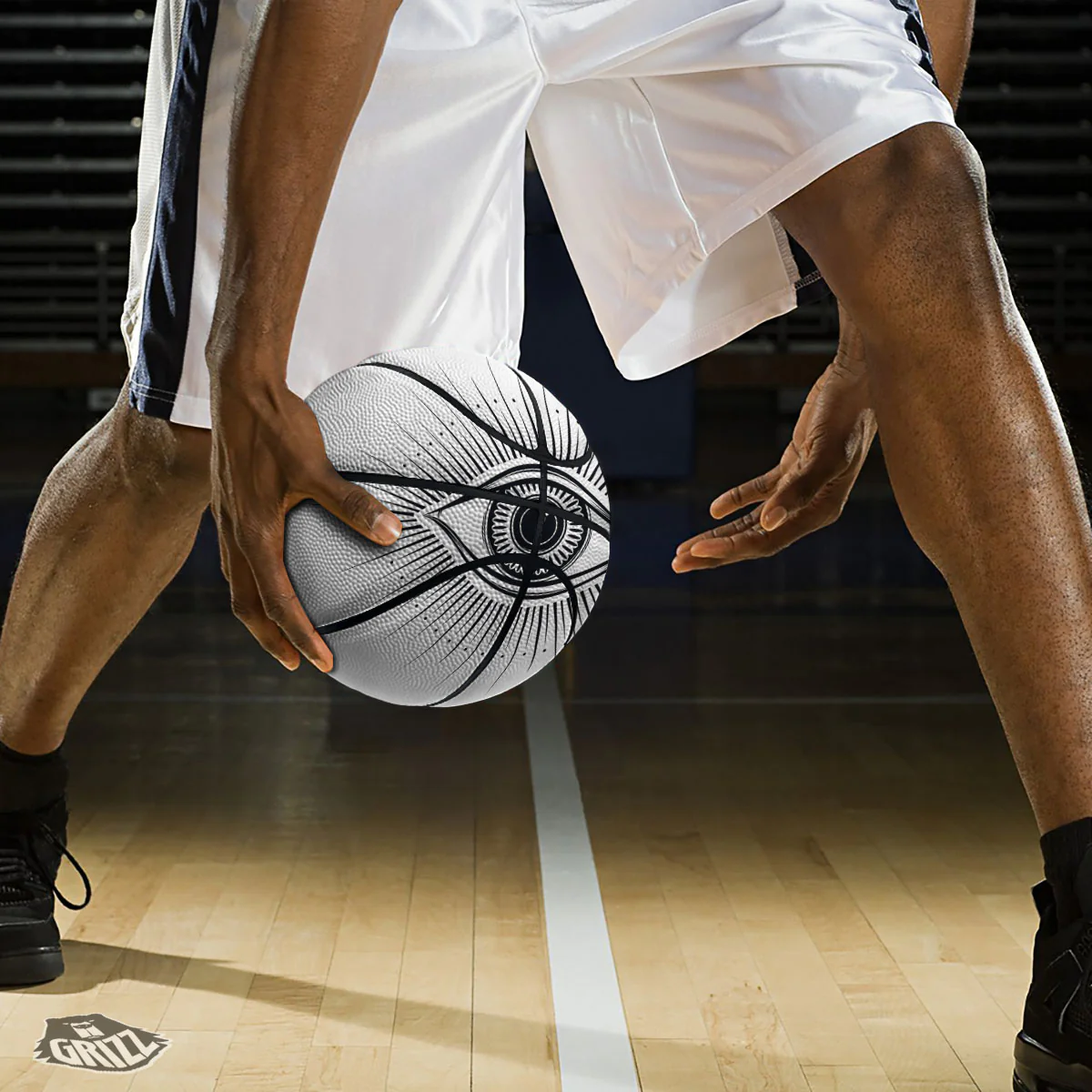 Eye of Providence White And Black Print Basketball - Image 3