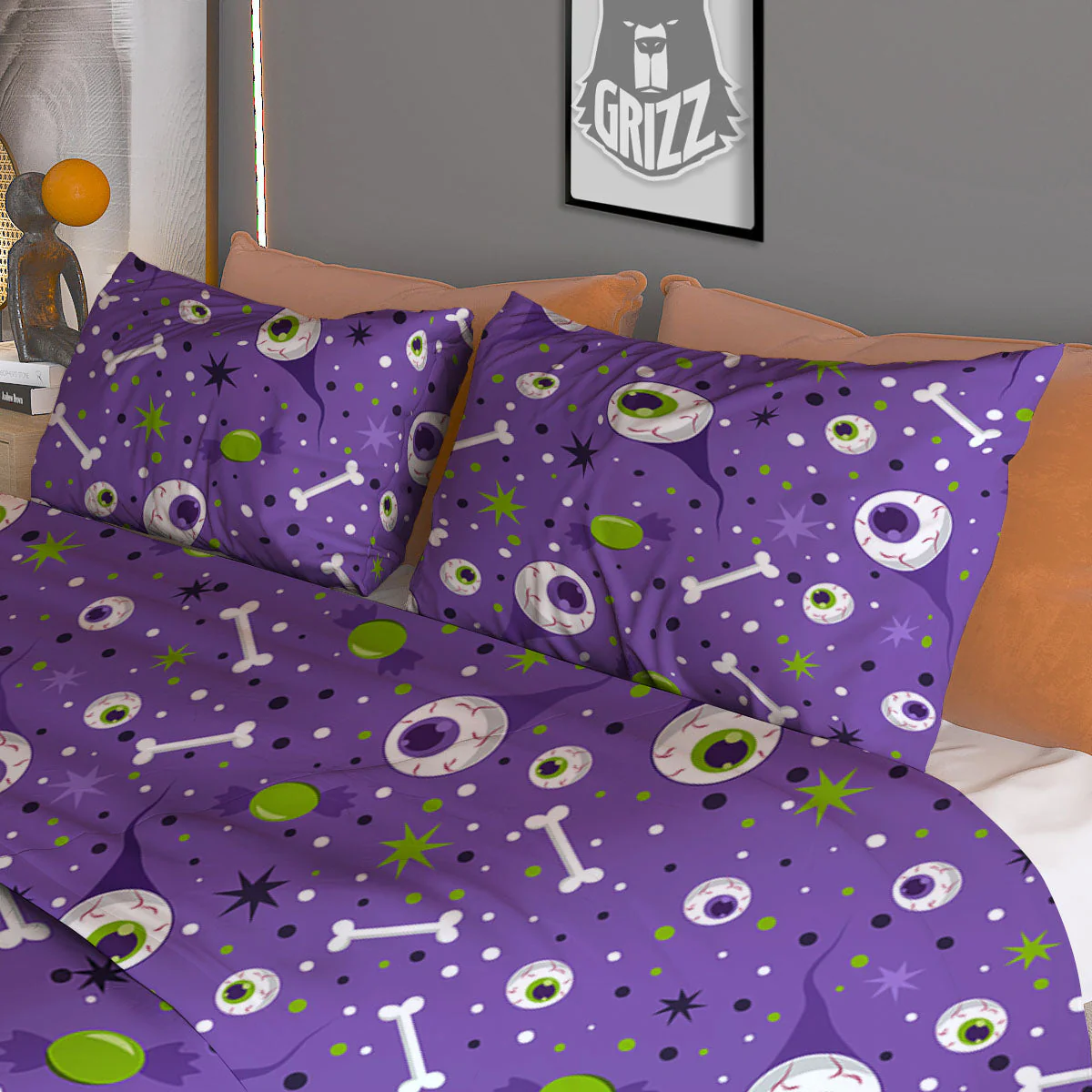 Eyeball Halloween Print Pattern Duvet Cover Bedding Set - Image 3