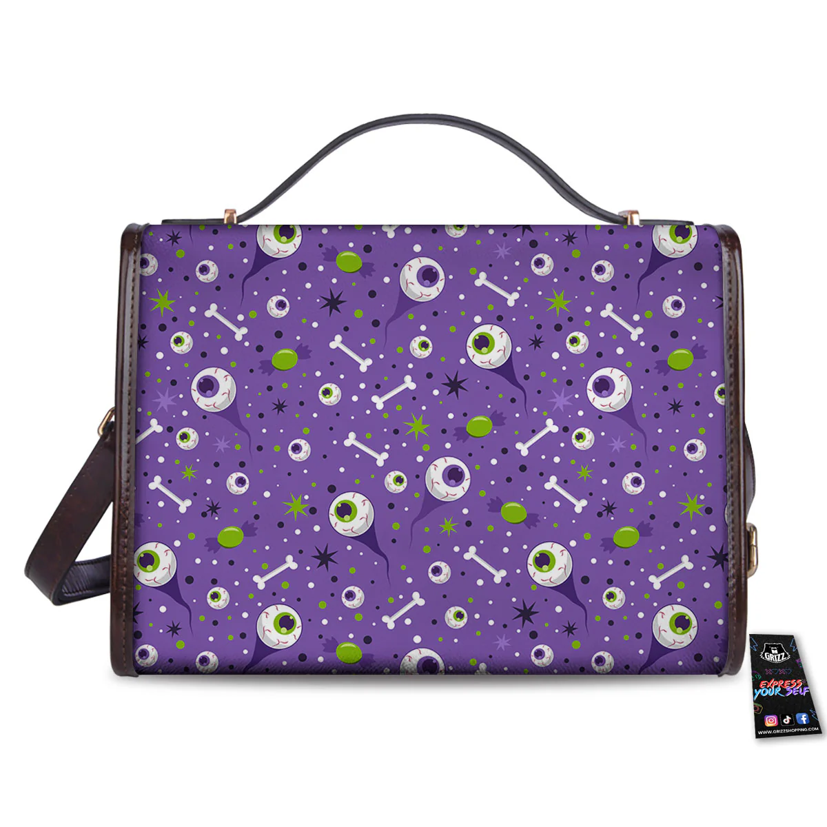 Eyeball Halloween Print Pattern Women's Satchel Bag - Image 2