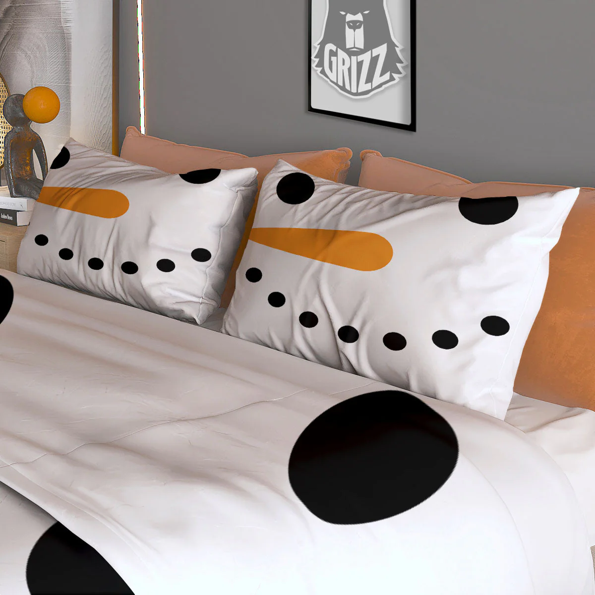 Face Snowman Print Duvet Cover Bedding Set - Image 3