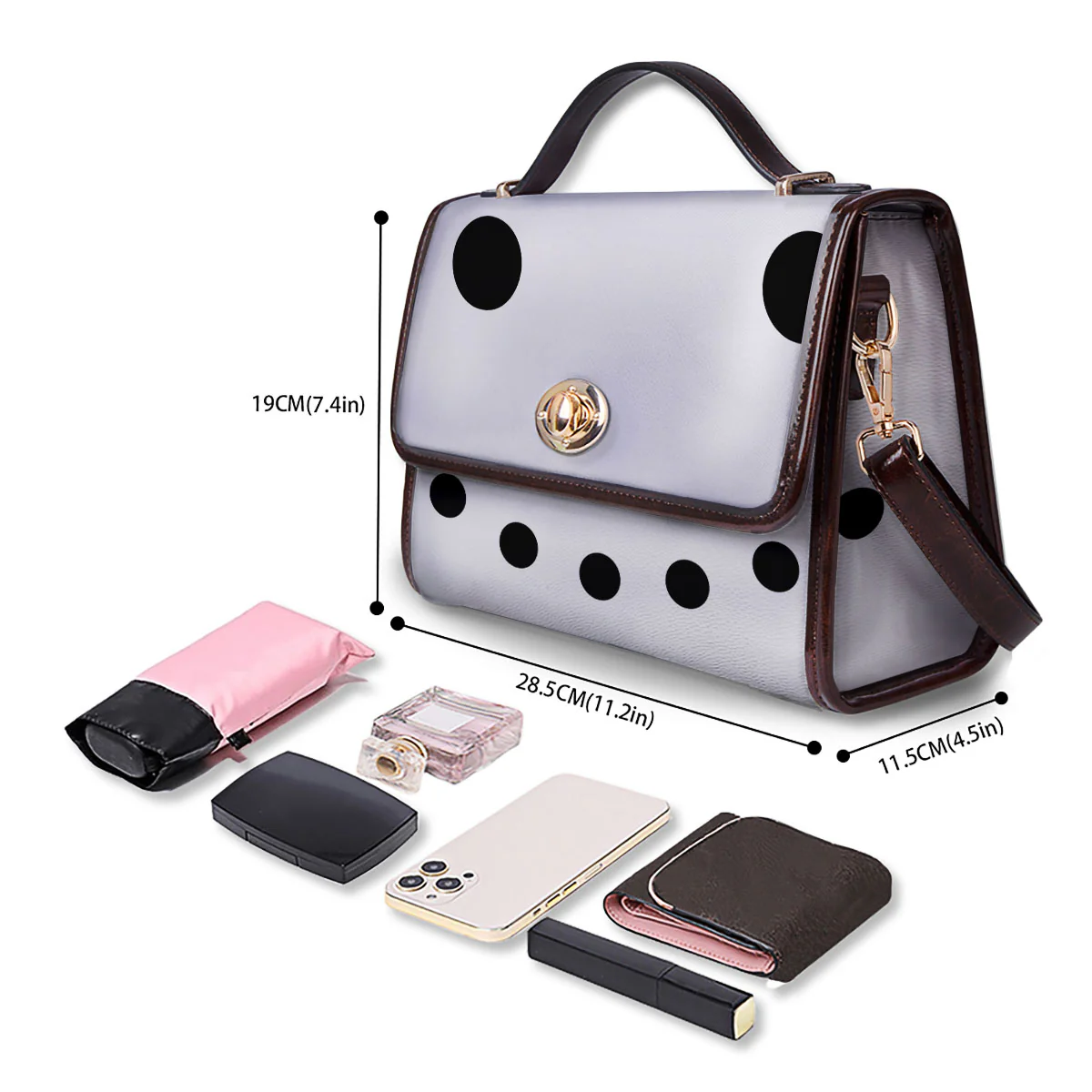 Face Snowman Print Women's Satchel Bag - Image 4