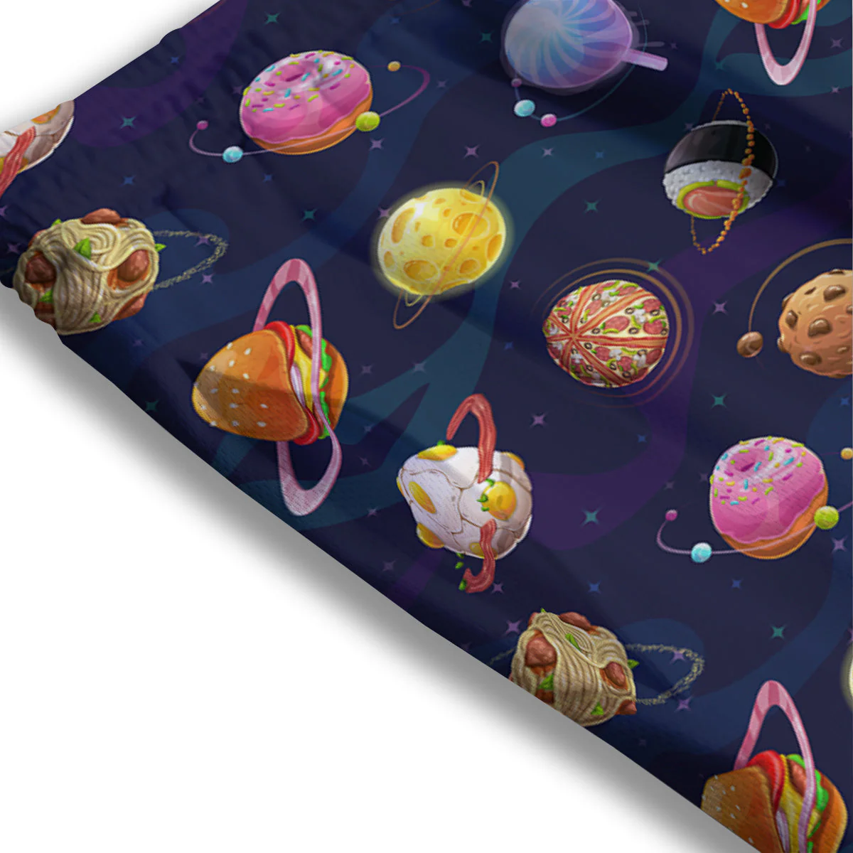 Fantasy Food Planets Print Pattern Mesh Shorts - Image 3