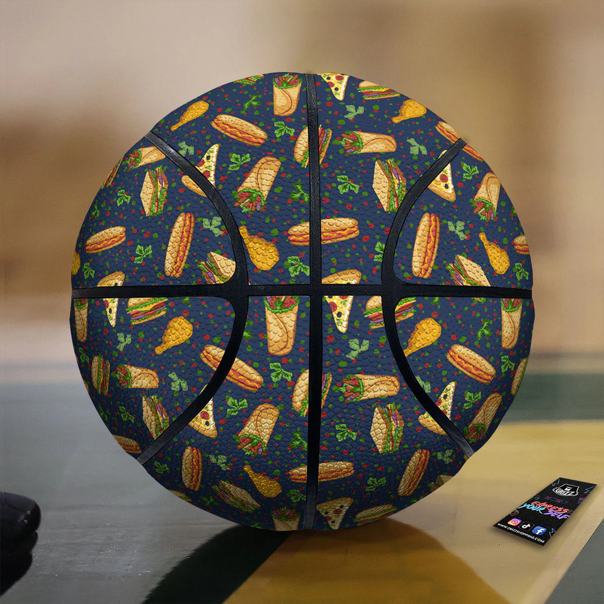 Fastfood Navy Doodle Print Pattern Basketball