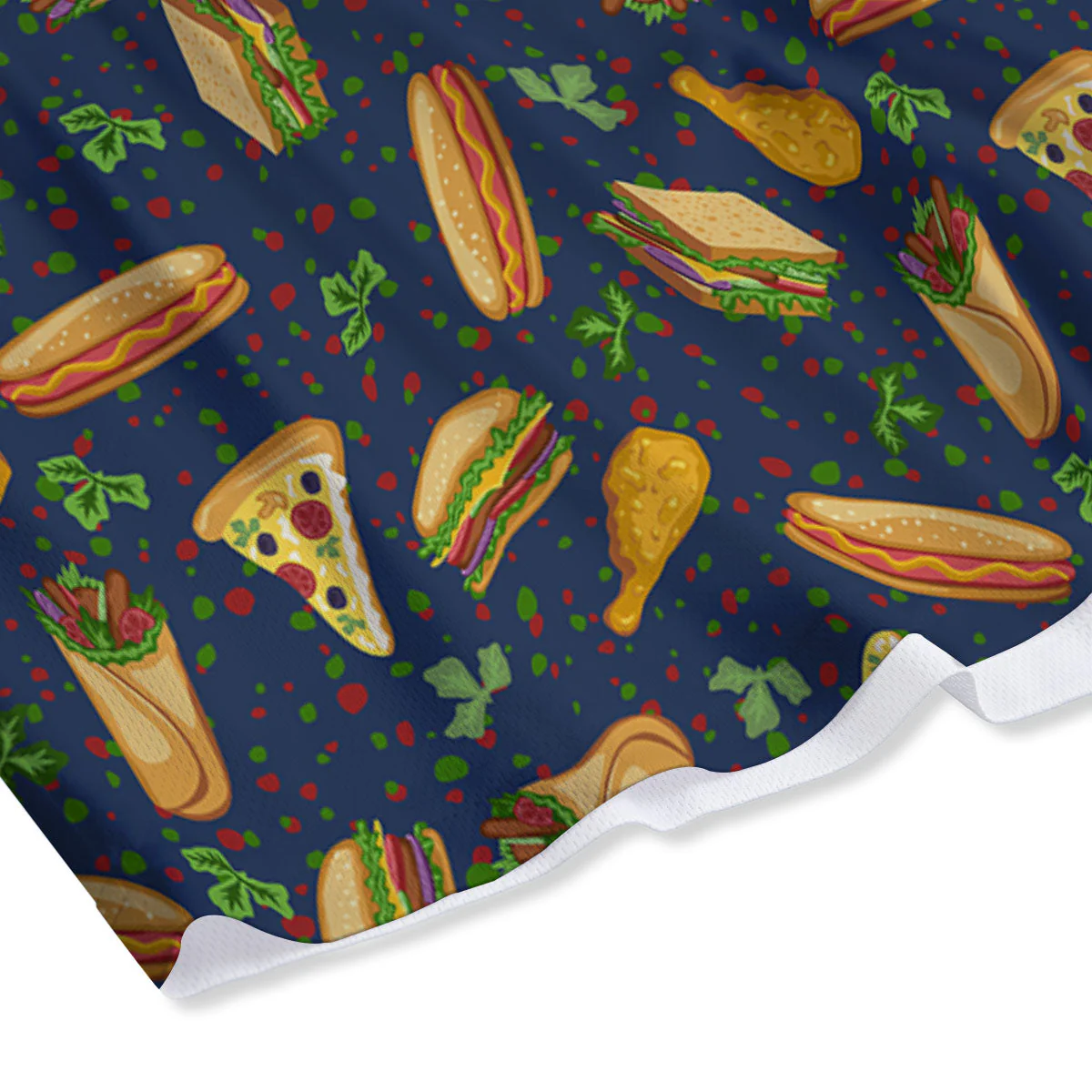 Fastfood Navy Doodle Print Pattern Mesh Shorts - Image 4
