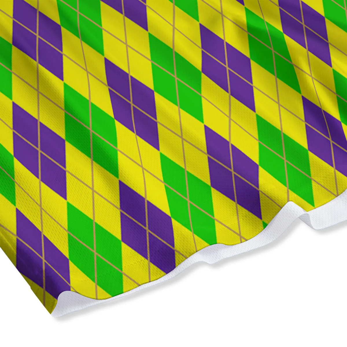 Fat Tuesday Argyle Mardi Gras Print Mesh Shorts - Image 4
