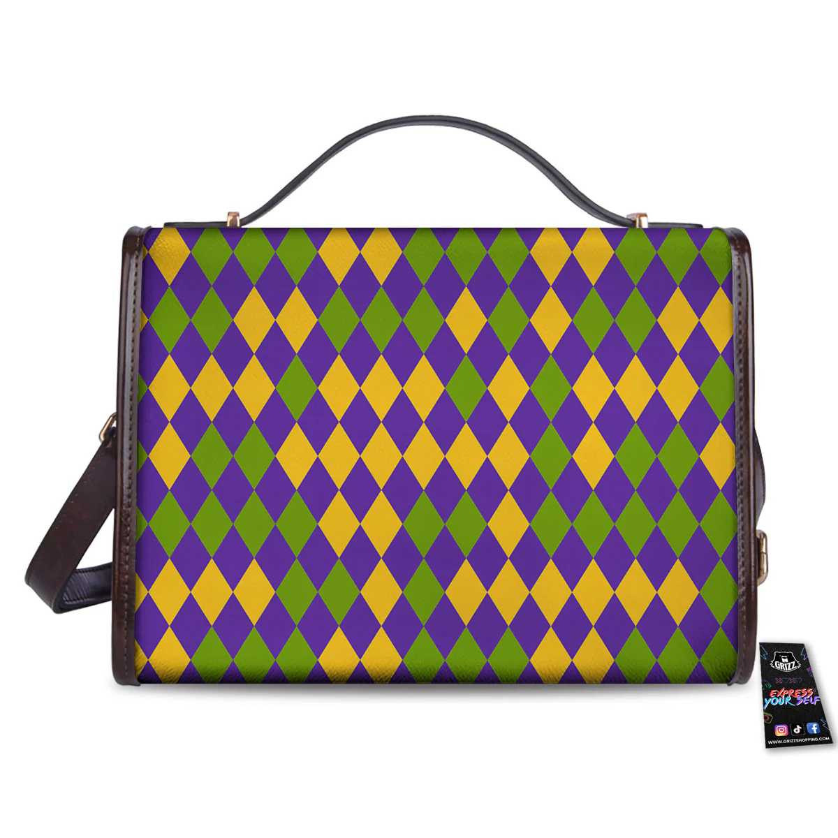 Fat Tuesday Mardi Gras Pattern Women's Satchel Bag - Image 2
