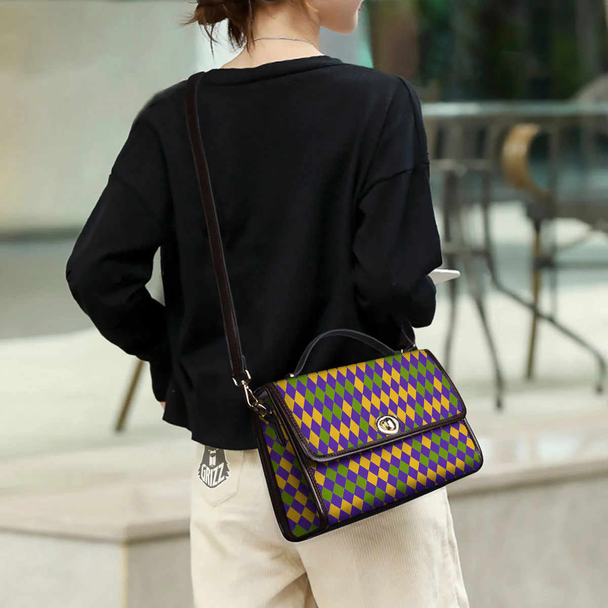 Fat Tuesday Mardi Gras Pattern Women's Satchel Bag - Image 3