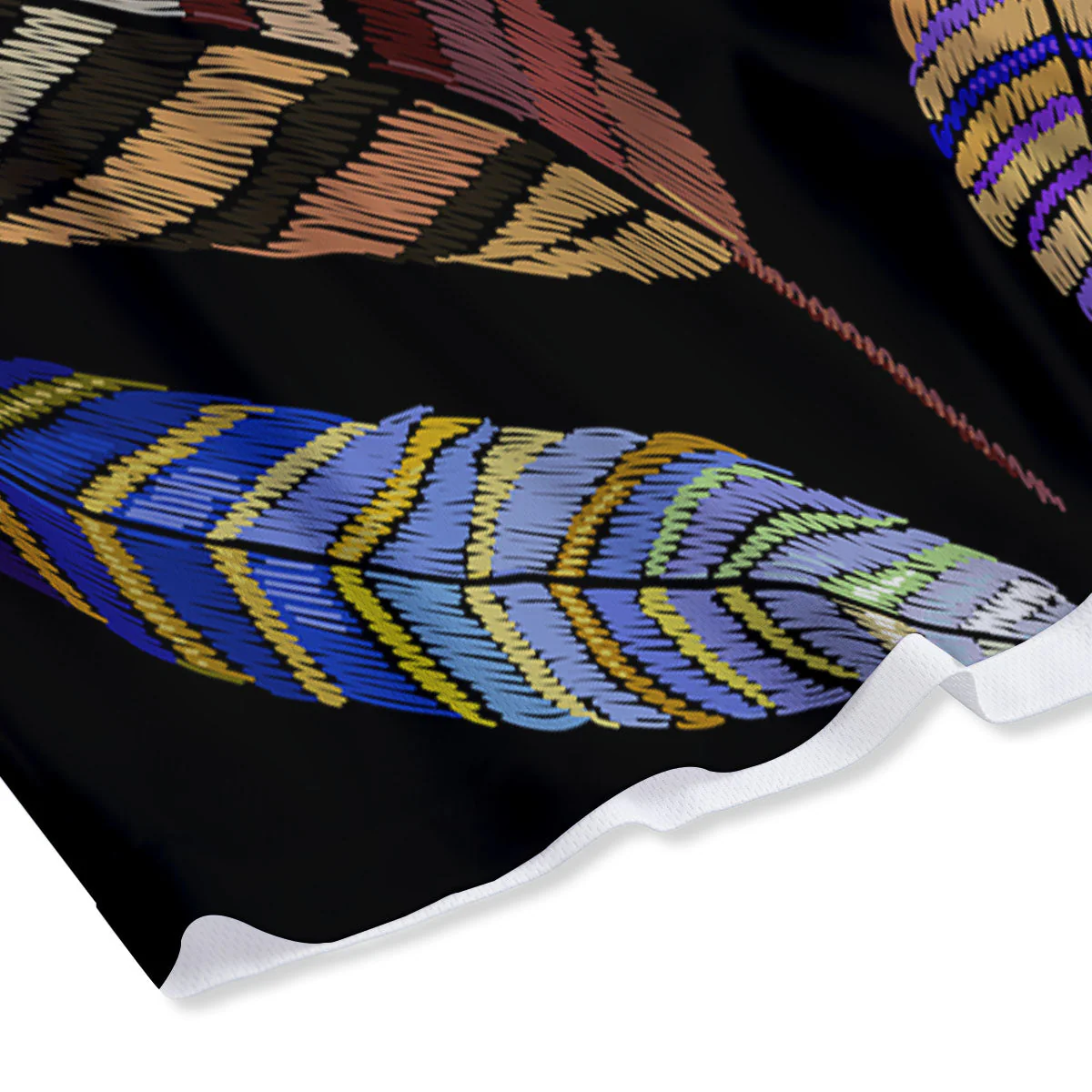 Feather Embroidery Peacock Print Mesh Shorts - Image 4