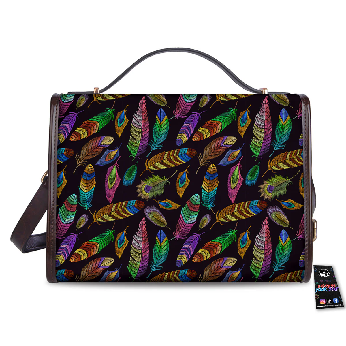 Feather Native Print Pattern Women's Satchel Bag - Image 2