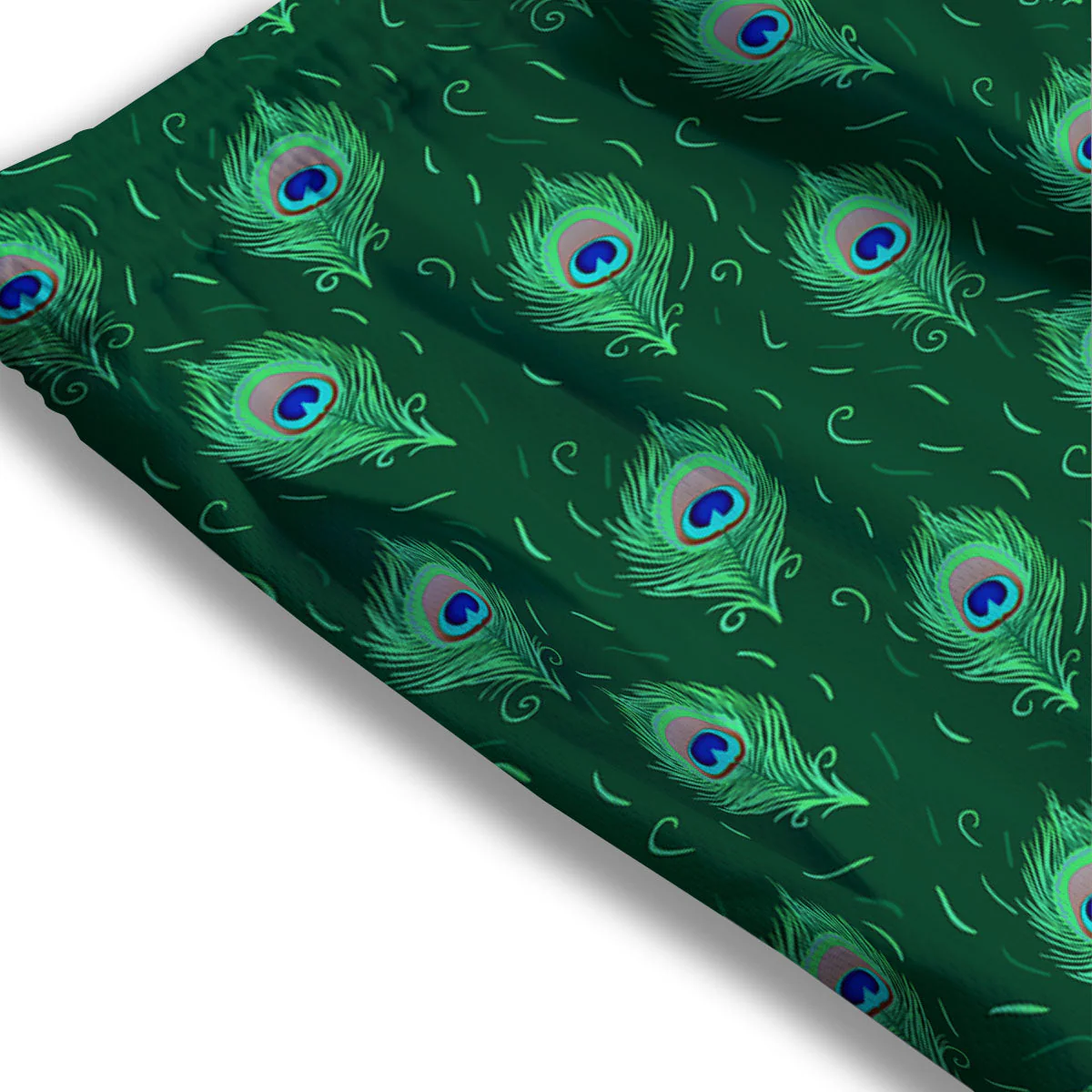 Feather Peacock Print Pattern Mesh Shorts - Image 3