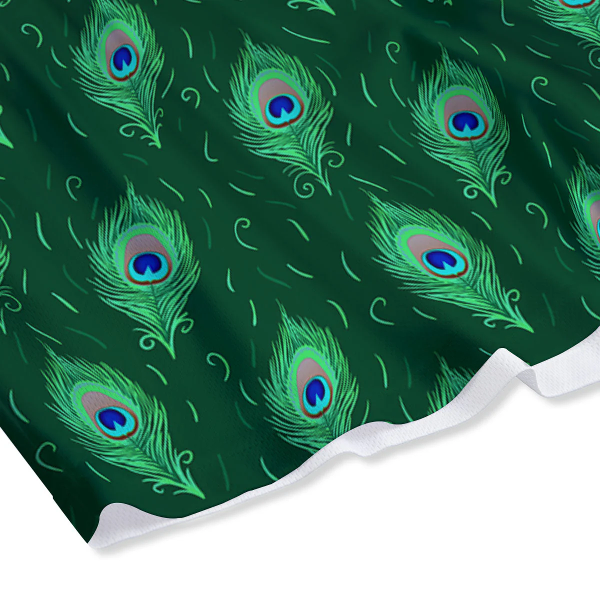 Feather Peacock Print Pattern Mesh Shorts - Image 4