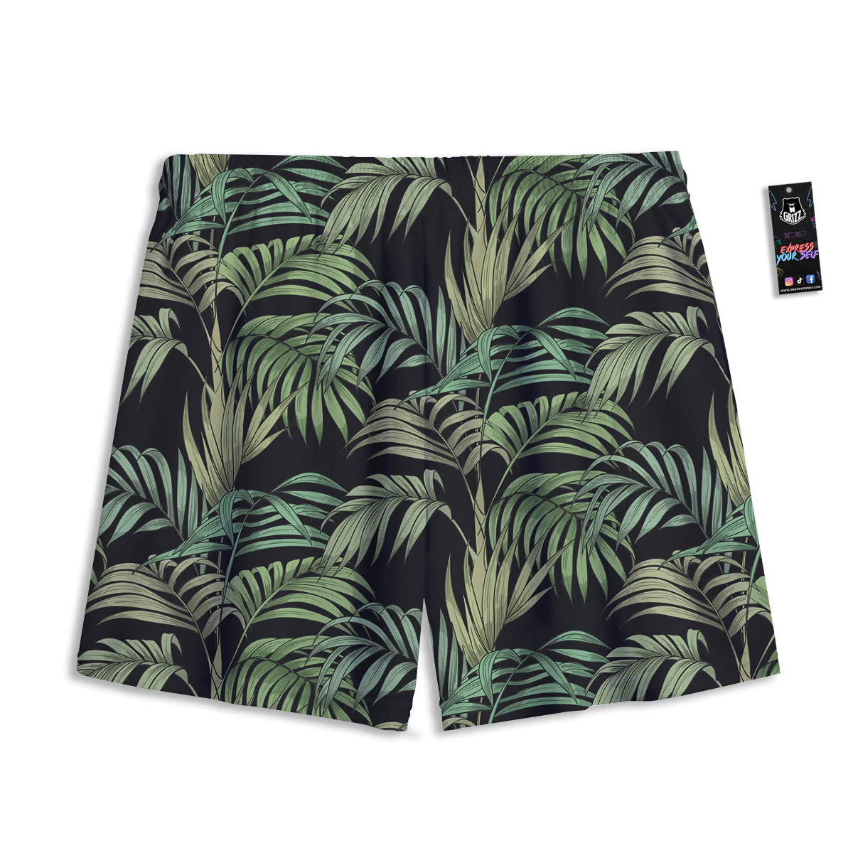 Fern Leaf Tropical Print Pattern Mesh Shorts - Image 2