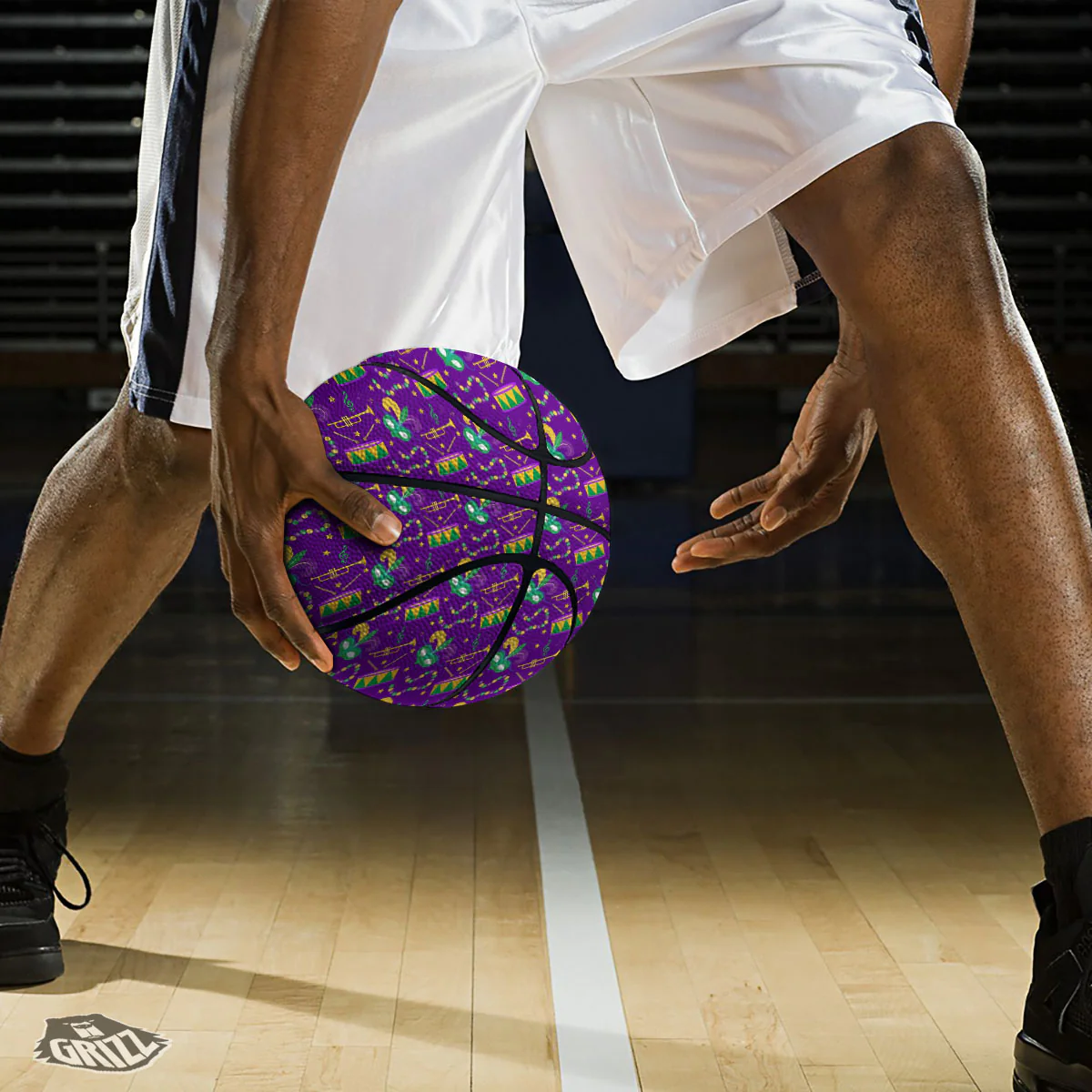 Festival Mardi Gras Print Pattern Basketball - Image 3