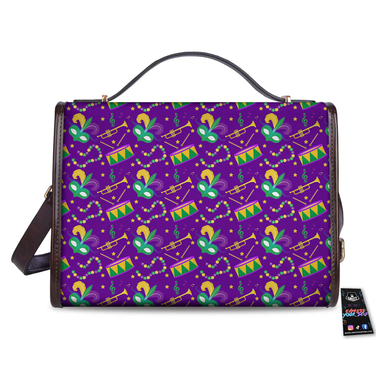 Festival Mardi Gras Print Pattern Women's Satchel Bag - Image 2