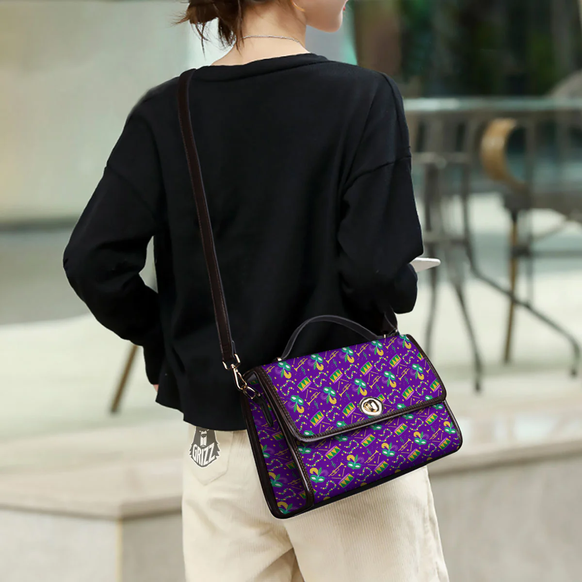 Festival Mardi Gras Print Pattern Women's Satchel Bag - Image 3