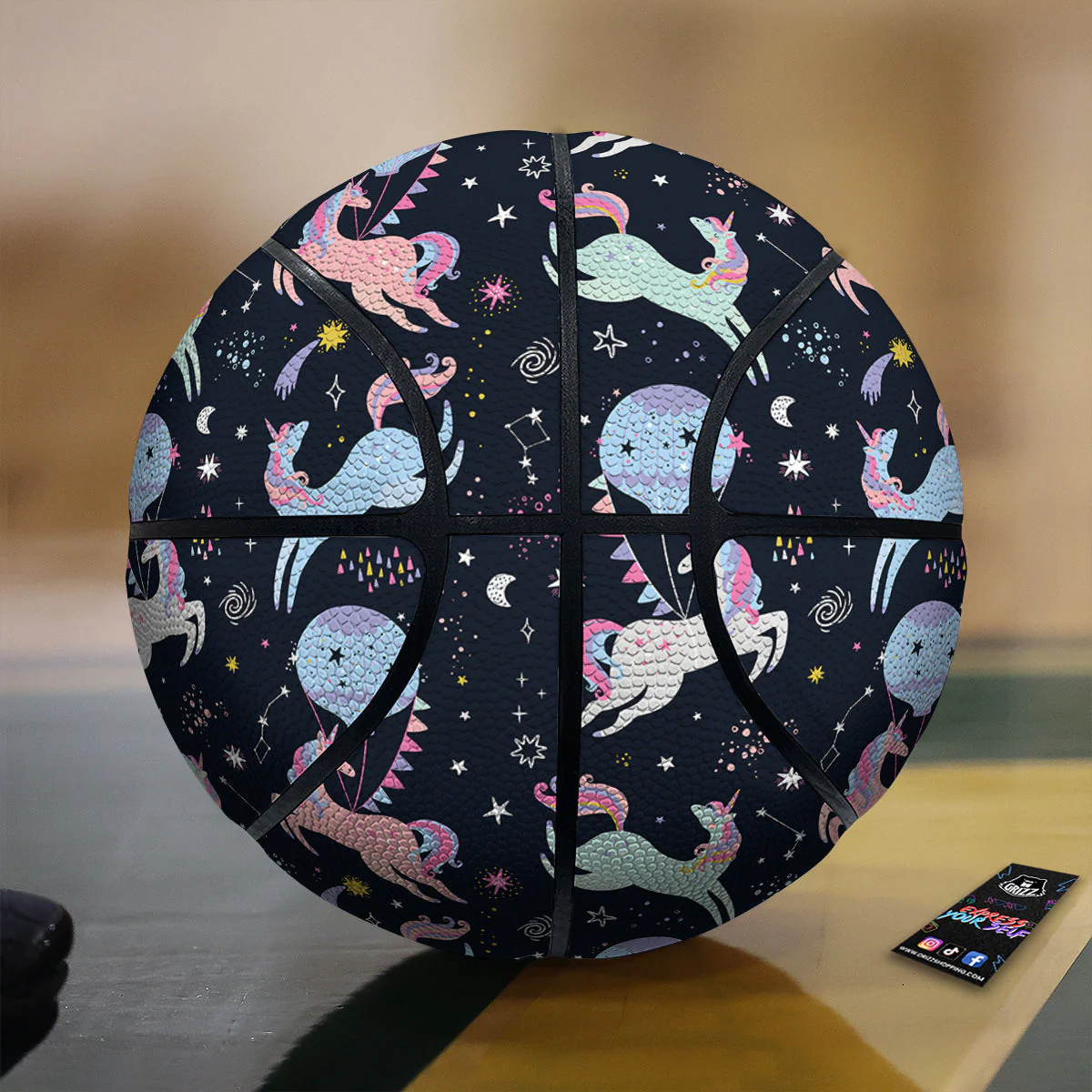Festival Unicorn Night Print Pattern Basketball