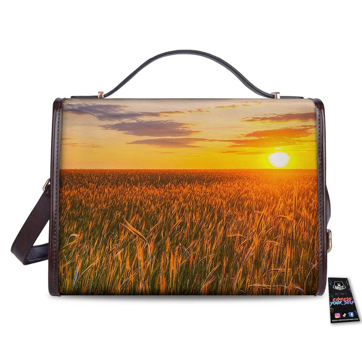 Field Sunrise Print Women's Satchel Bag - Image 2