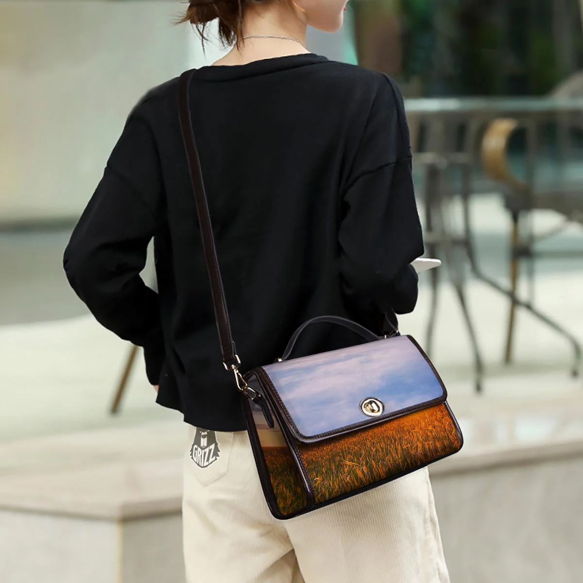 Field Sunrise Print Women's Satchel Bag - Image 3