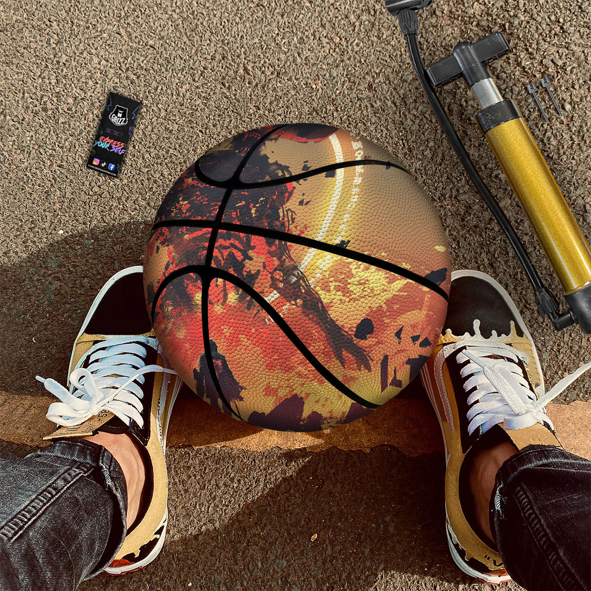 Fight With Demon Print Basketball - Image 2