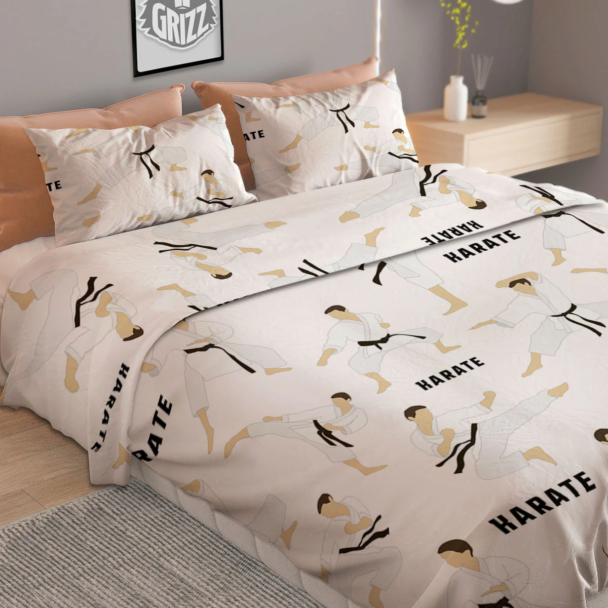 Fighter Karate Print Pattern Duvet Cover Bedding Set - Image 2