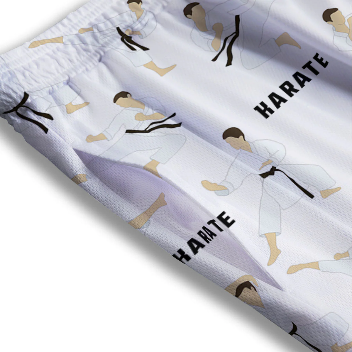 Fighter Karate Print Pattern Mesh Shorts - Image 3