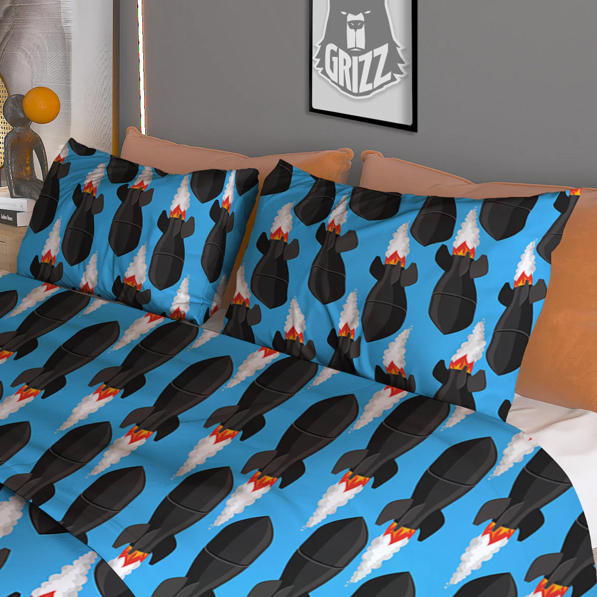 Fighting Rocket Air Bomb Print Pattern Duvet Cover Bedding Set - Image 3