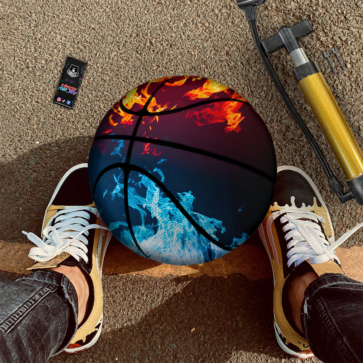 Fire Blue And Red Print Basketball - Image 2