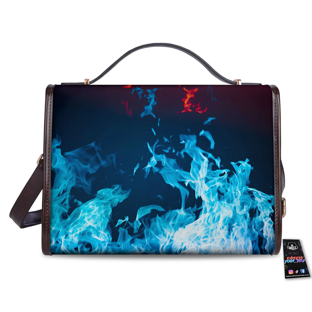Fire Blue And Red Print Women's Satchel Bag - Image 2