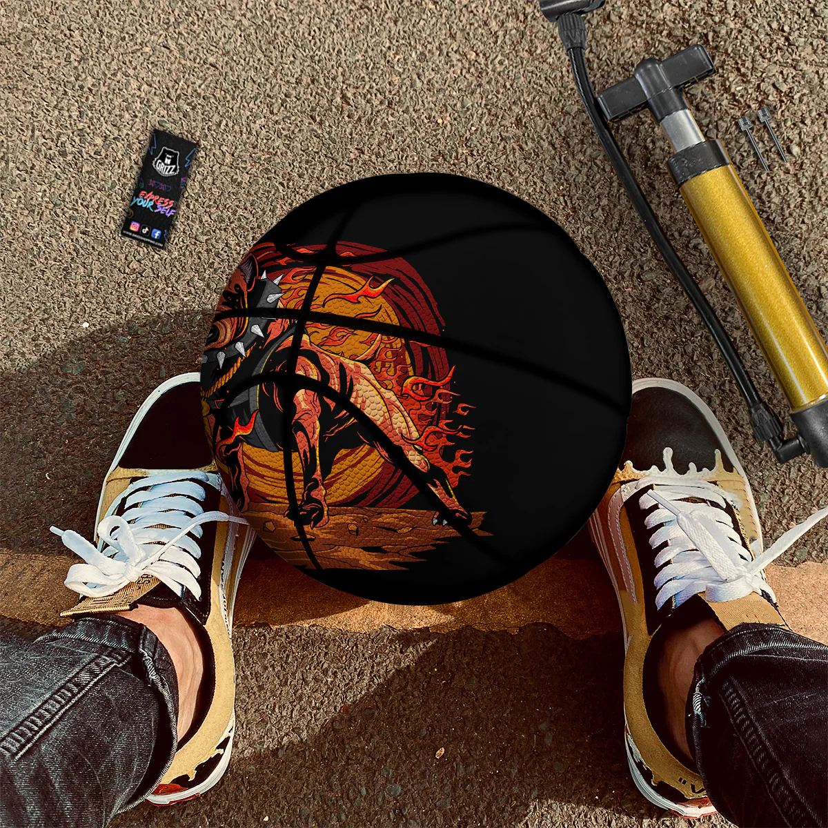 Fire Pitbull Print Basketball - Image 2