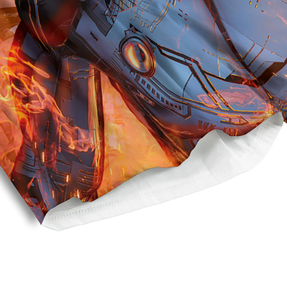 Fire Skeleton Robot Print Men's Athletic Shorts - Image 4