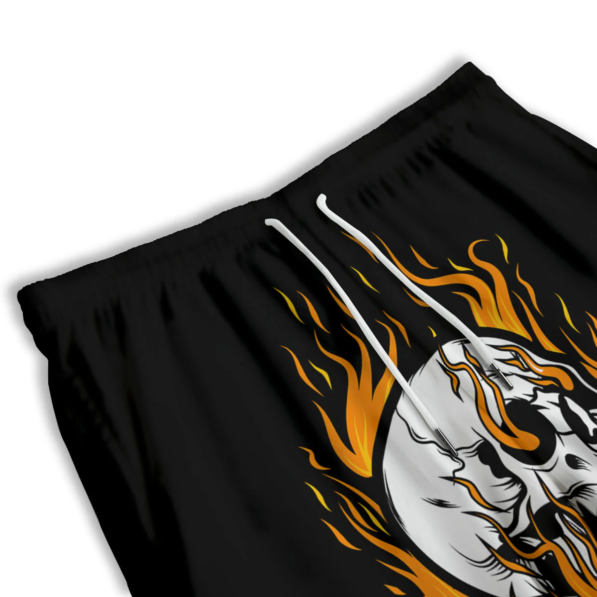 Fire Skull Head Print Men's Athletic Shorts - Image 3