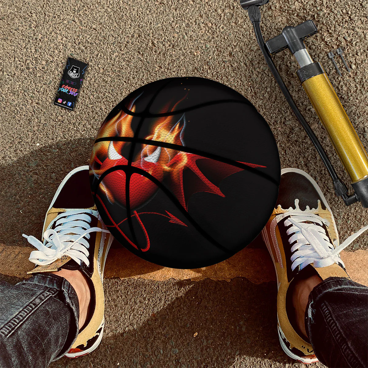Fire Wings Angel Heart Print Basketball - Image 2