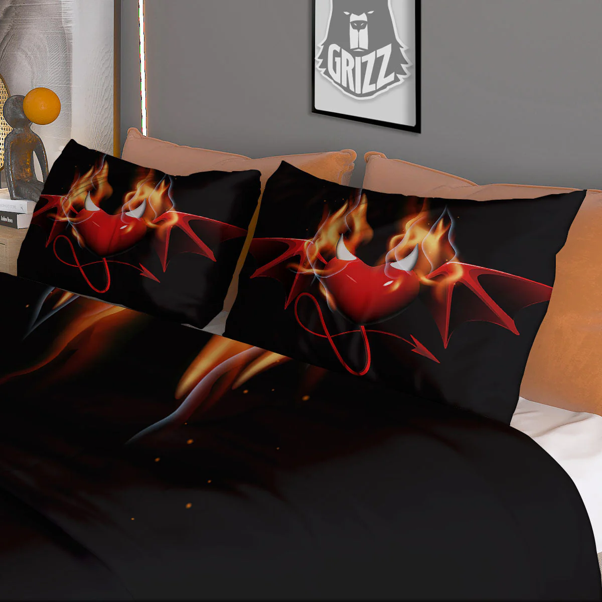Fire Wings Angel Heart Print Duvet Cover Bedding Set - Image 3