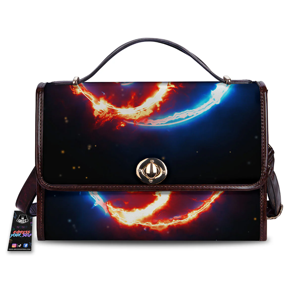 Fire Yin Yang Blue And Red Print Women's Satchel Bag