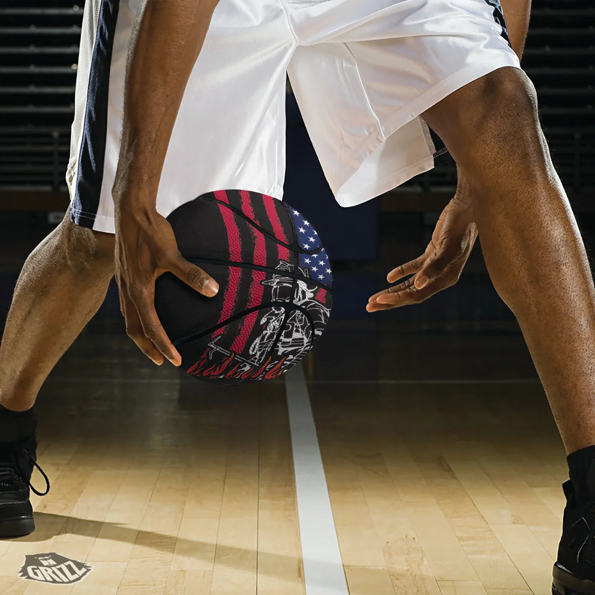 Firefighter Emblem American Print Basketball - Image 3