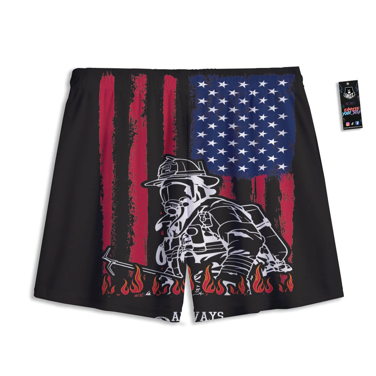 Firefighter Emblem American Print Mesh Shorts - Image 2