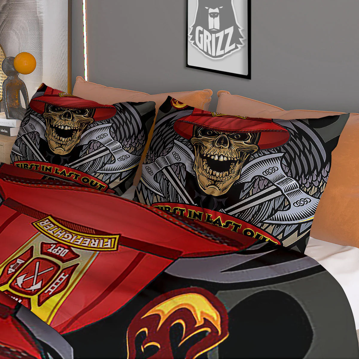Firefighter Volunteer Print Duvet Cover Bedding Set - Image 3