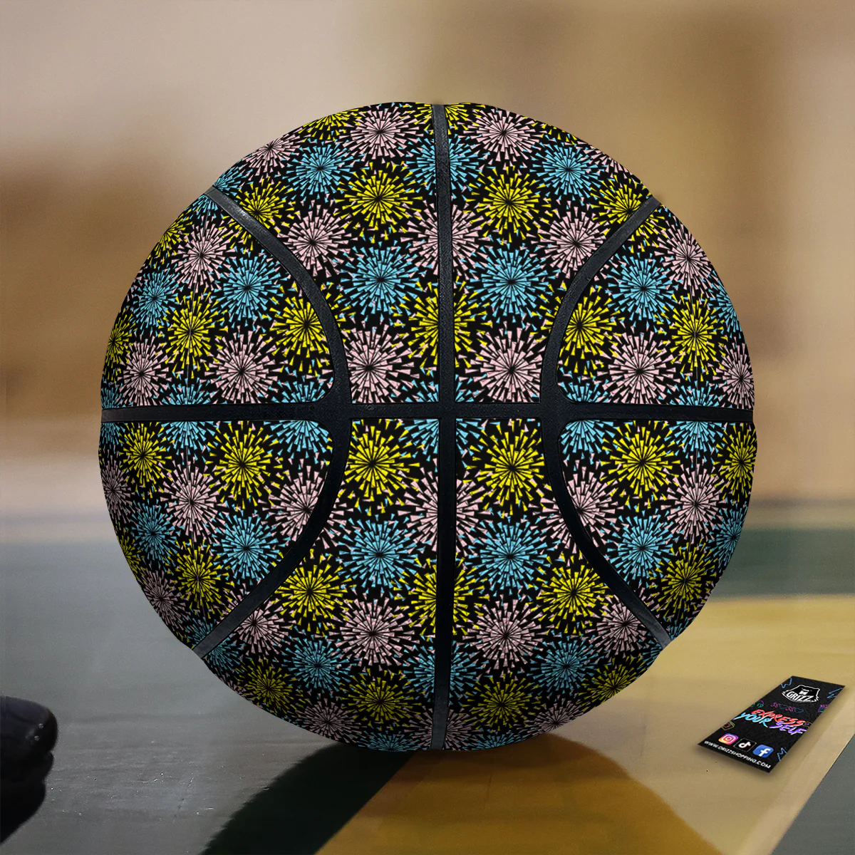 Fireworks Flowers Abstract Print Pattern Basketball