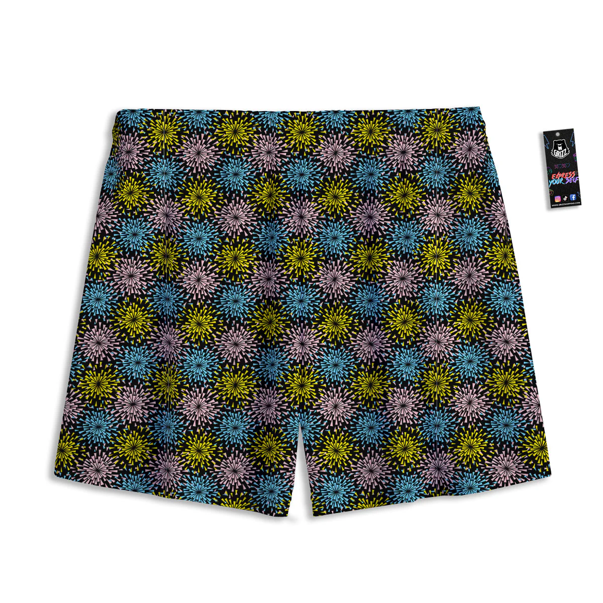 Fireworks Flowers Abstract Print Pattern Mesh Shorts - Image 2