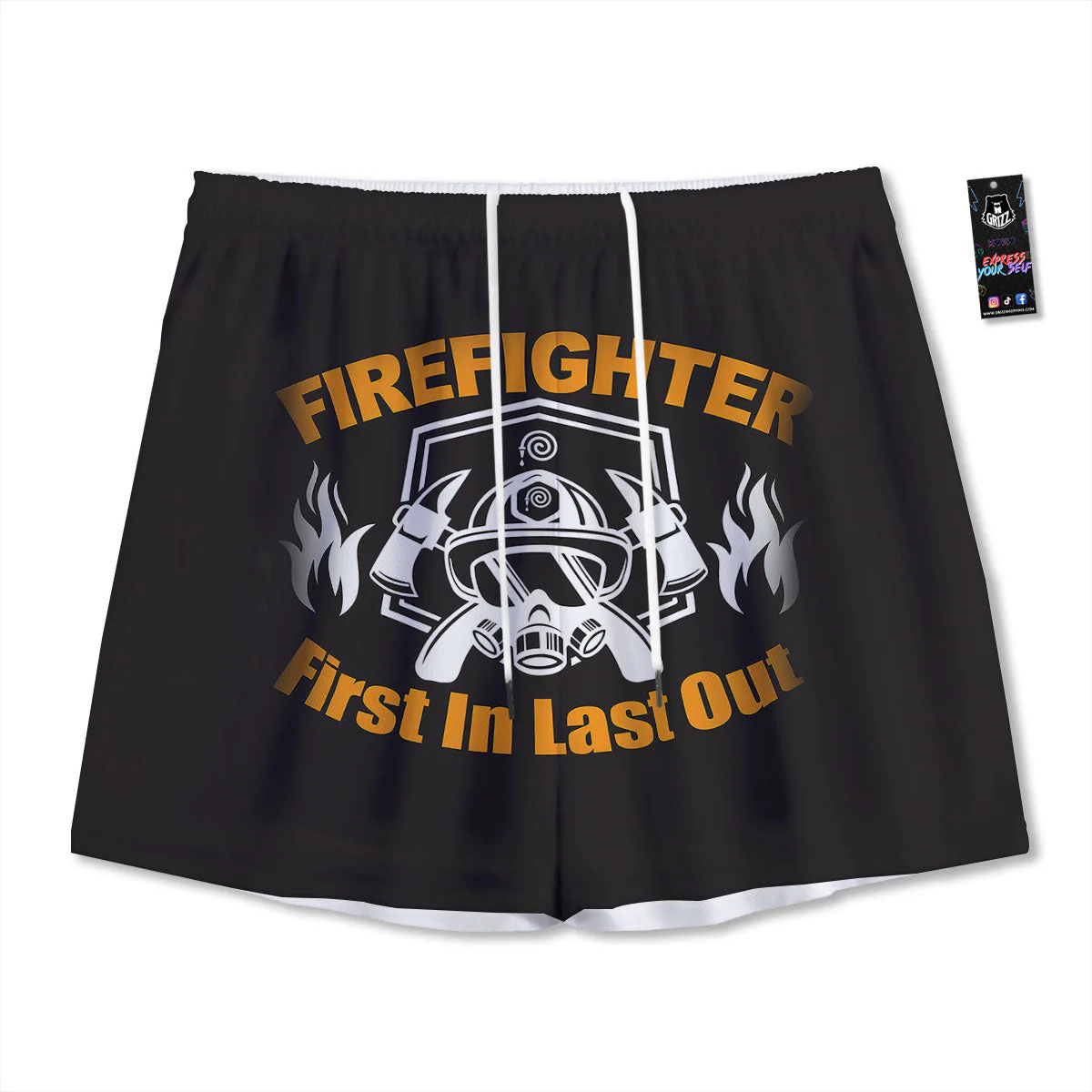 First In Last Out Firefighter Print Mesh Shorts