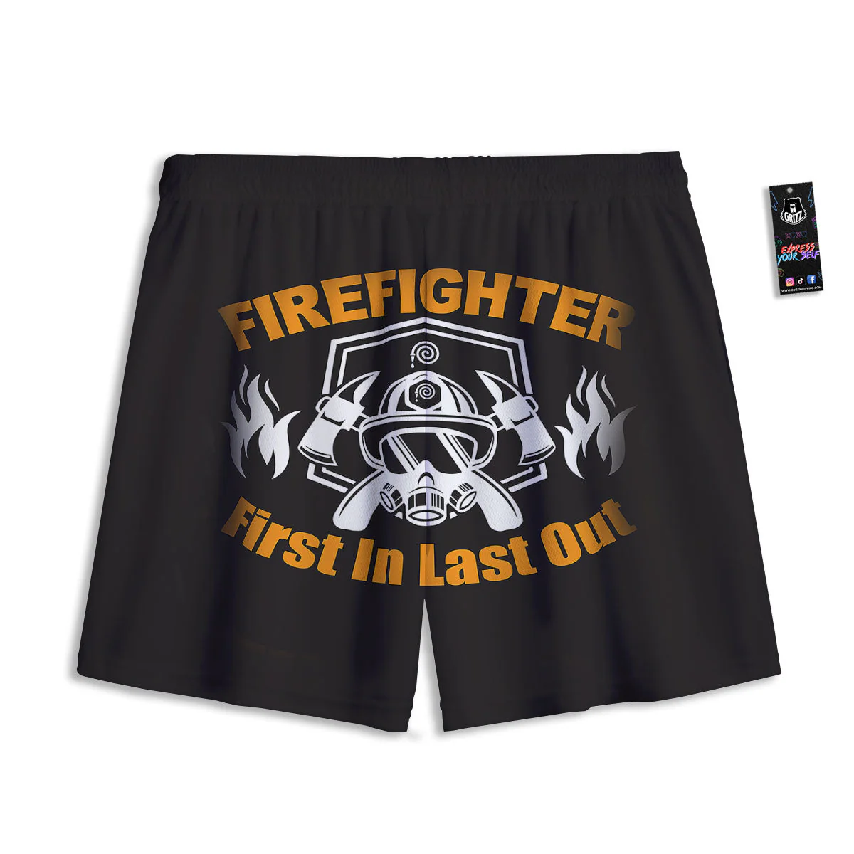 First In Last Out Firefighter Print Mesh Shorts - Image 2