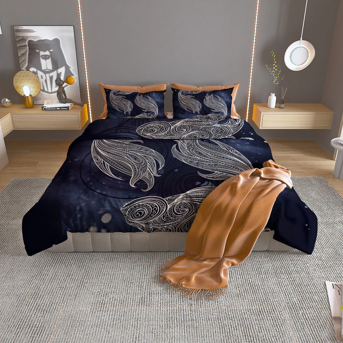 Fish Bohemian Spiritual Print Duvet Cover Bedding Set
