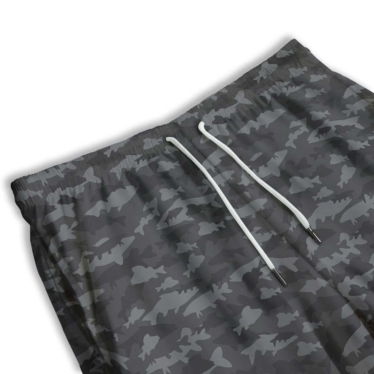 Fish Camouflage Grey Print Pattern Men's Athletic Shorts - Image 3