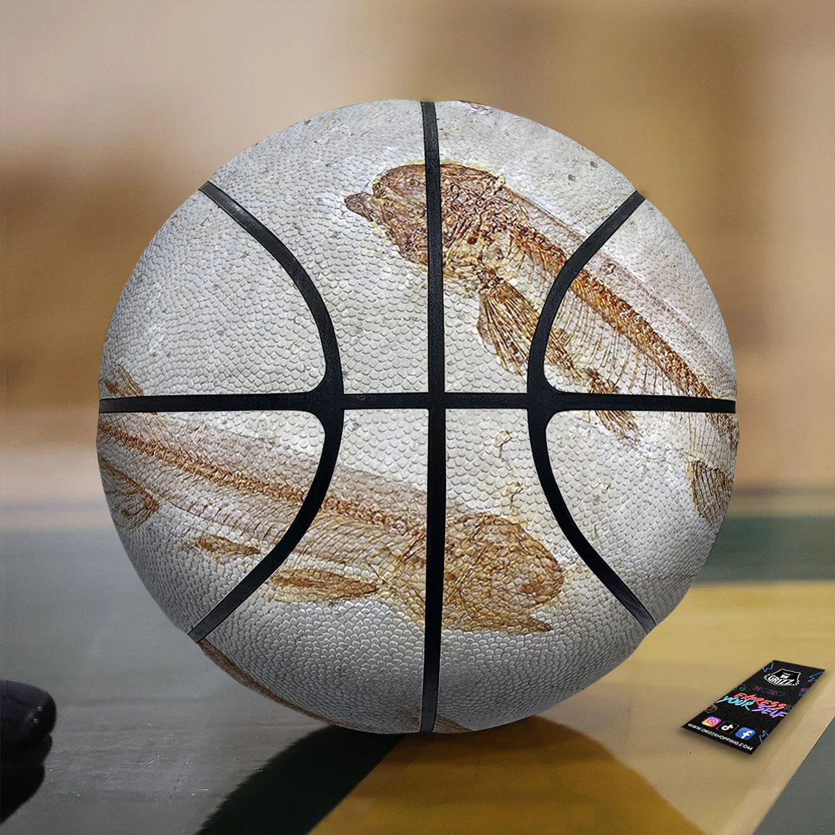Fish Fossil Lycoptera Print Basketball